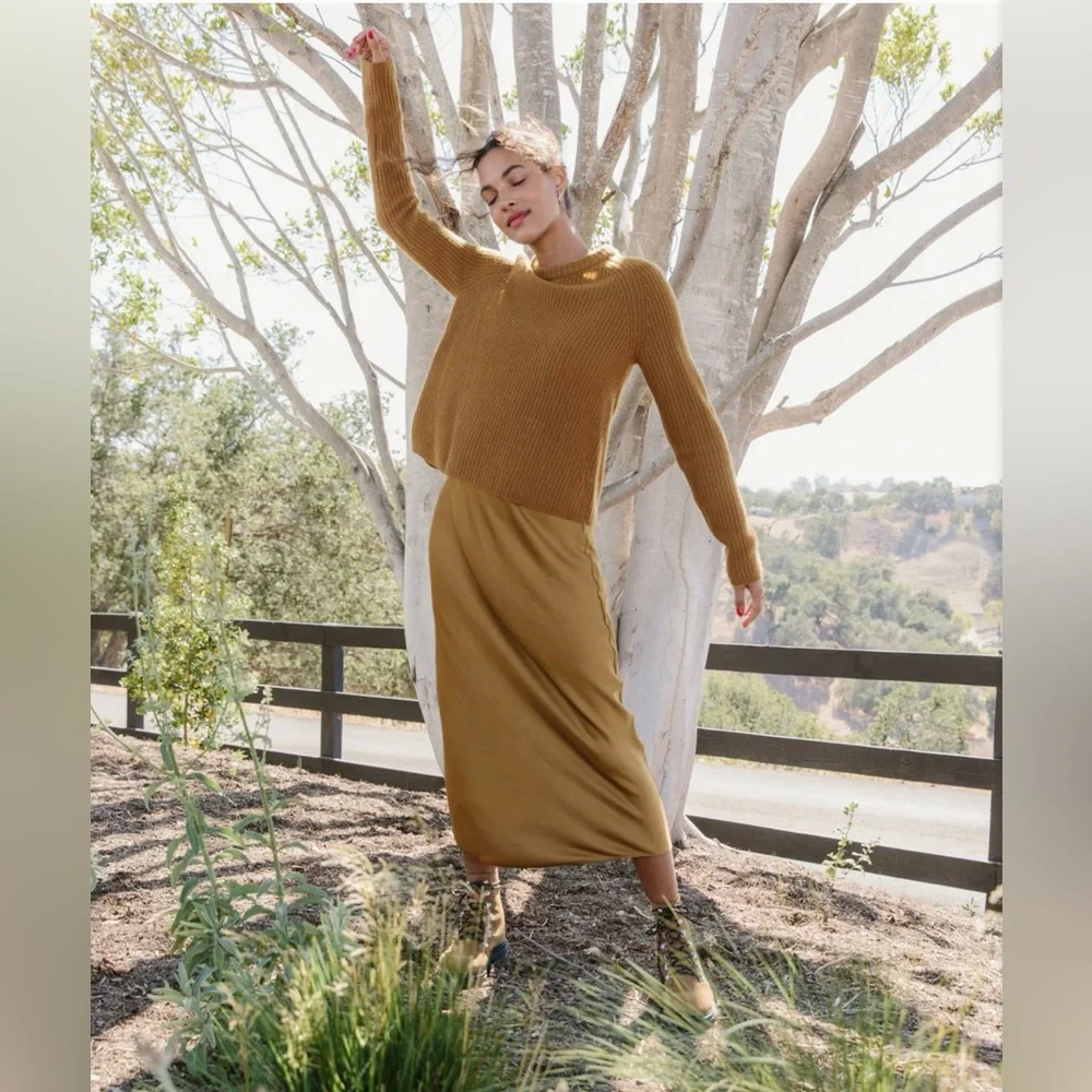Jenni Kayne Cashmere Fisherman Sweater Bronze Gold Size Large - Picture 8 of 8